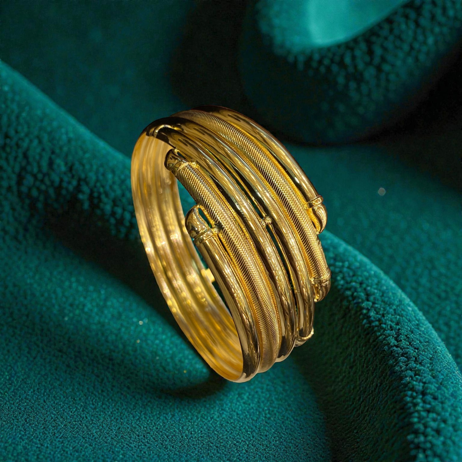 Stunning Dubai Handmade Women’s Bangle Bracelet In Certified 22Karat Yellow Gold