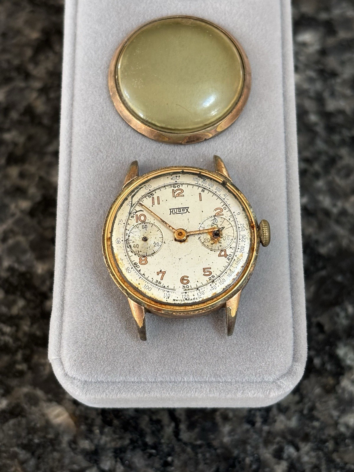 Vintage Hugex Chronograph Valjoux Swiss 17J Men’s Watch – For Restoration Repair