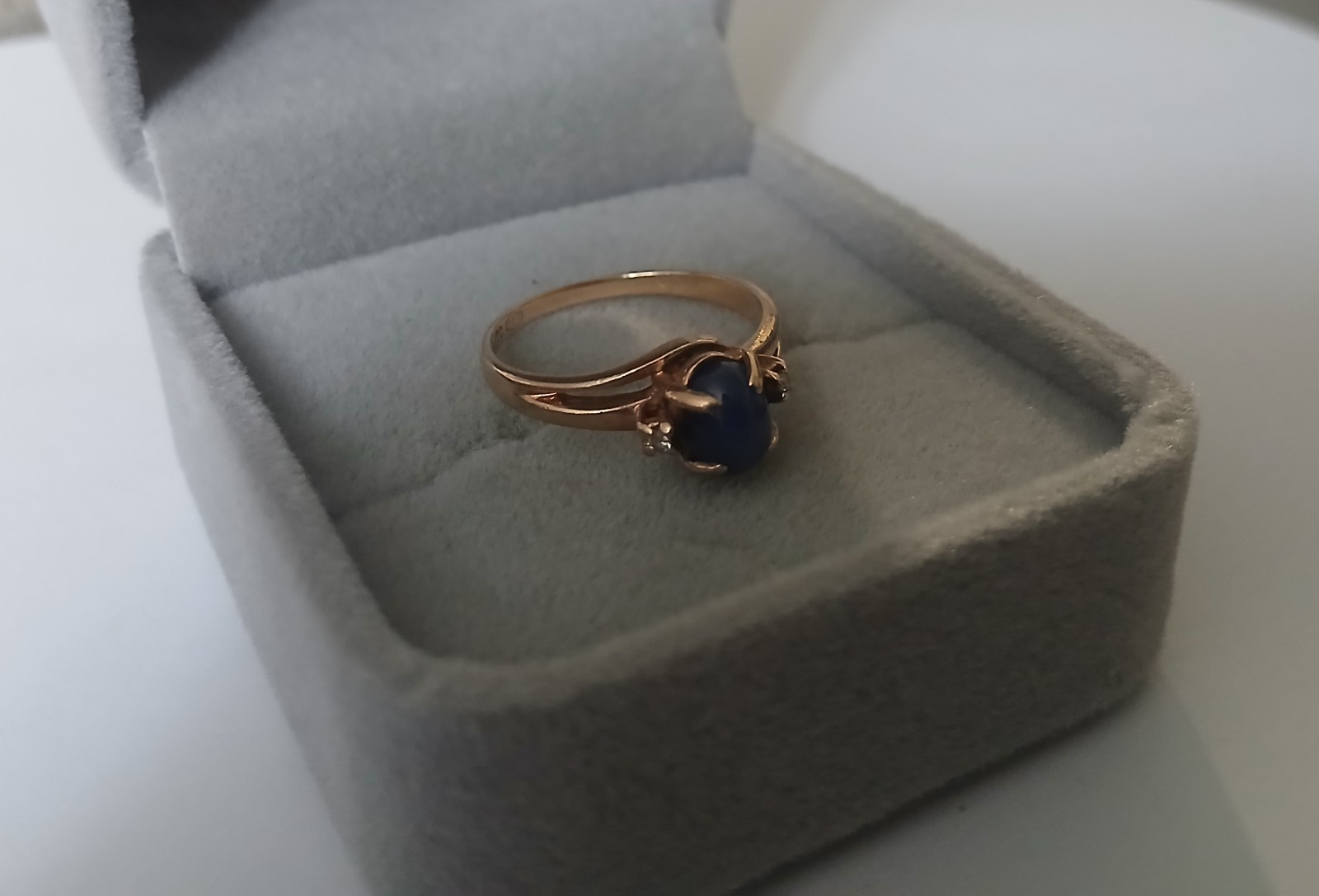 10K Blue Star Sapphire Diamond Ring Size 6.5 #4258