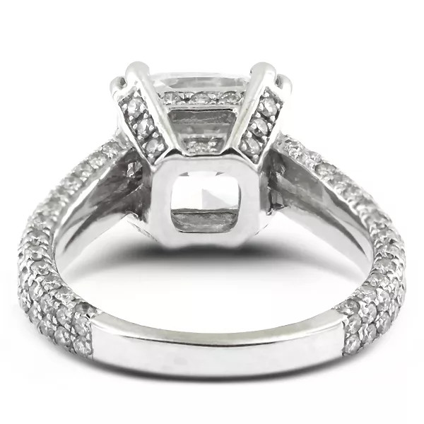 Side Stone Engagement Ring 14K Gold 2.56 Carat Cushion Lab-Grown Diamond G VS2