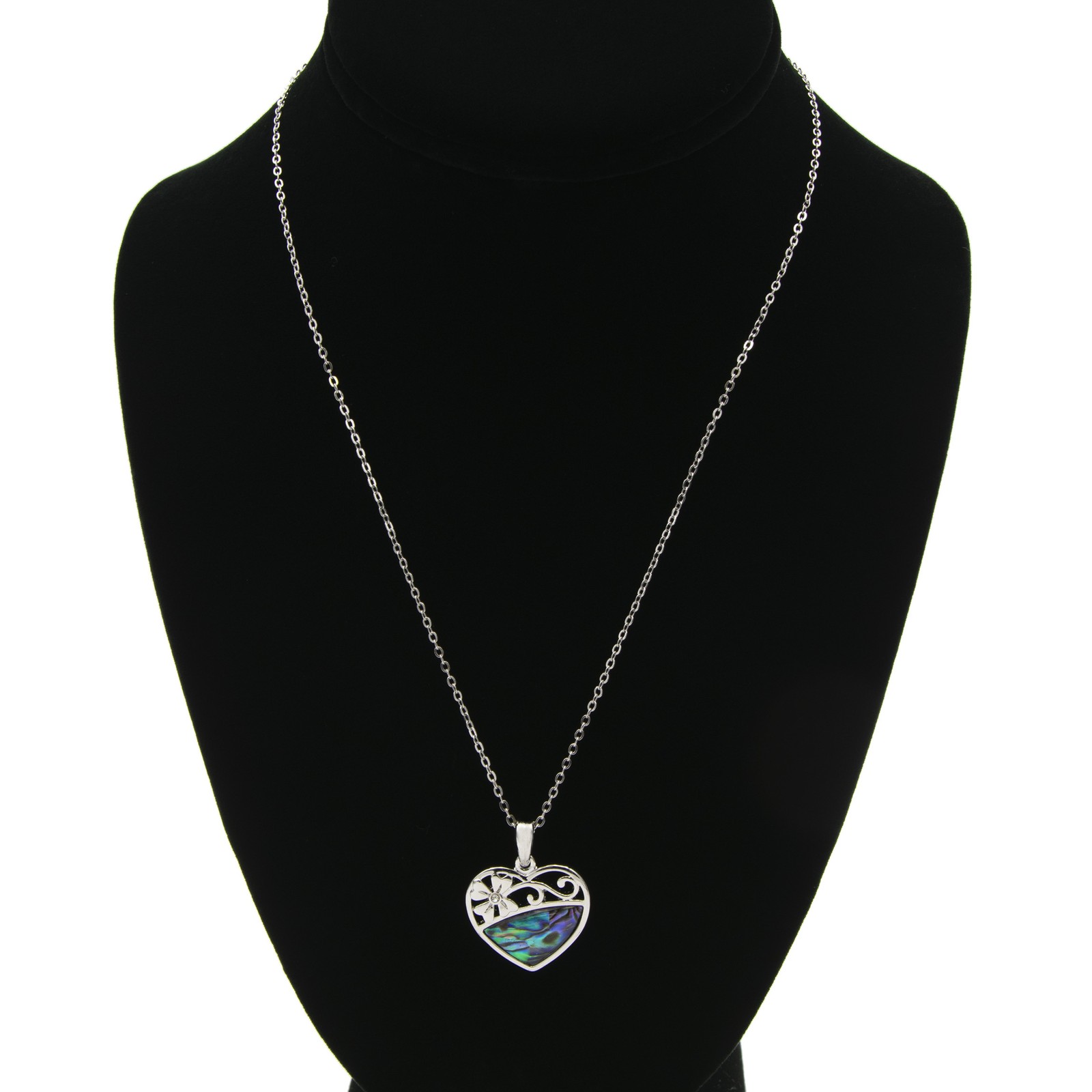 Genuine Abalone Shell Heart Pendant and 18″ Necklace Set