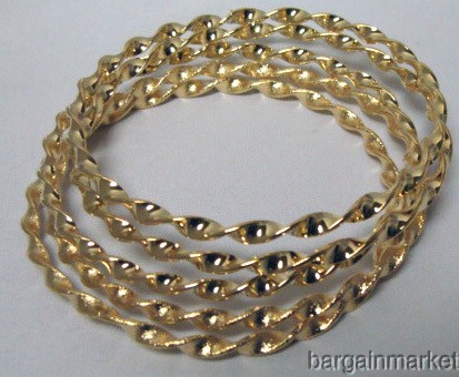 Lot of 12 Pieces Gold Tone Bangle Bracelet Twist Design