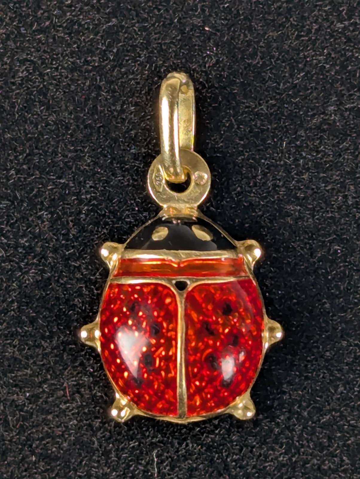 Vintage 18K SOLID Yellow Gold Lady Bug Pendant Charm Jewelry Gift FREE Shipping