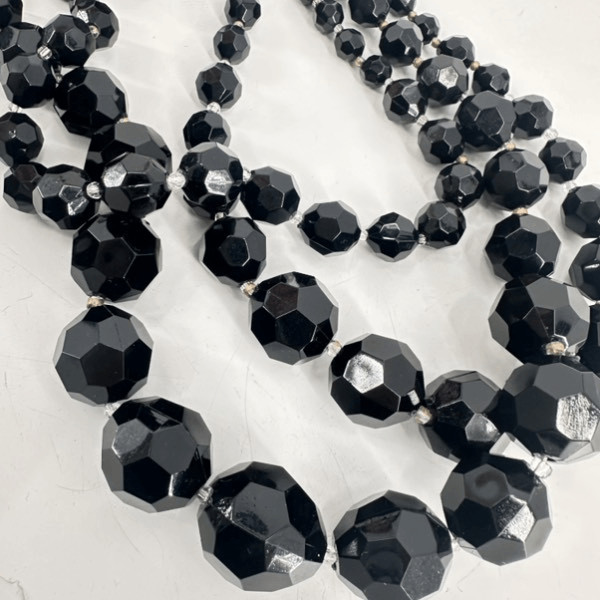 Lydell NYC Multi Strands Faceted Beaded Necklace Black Layered Chunky Y2K
