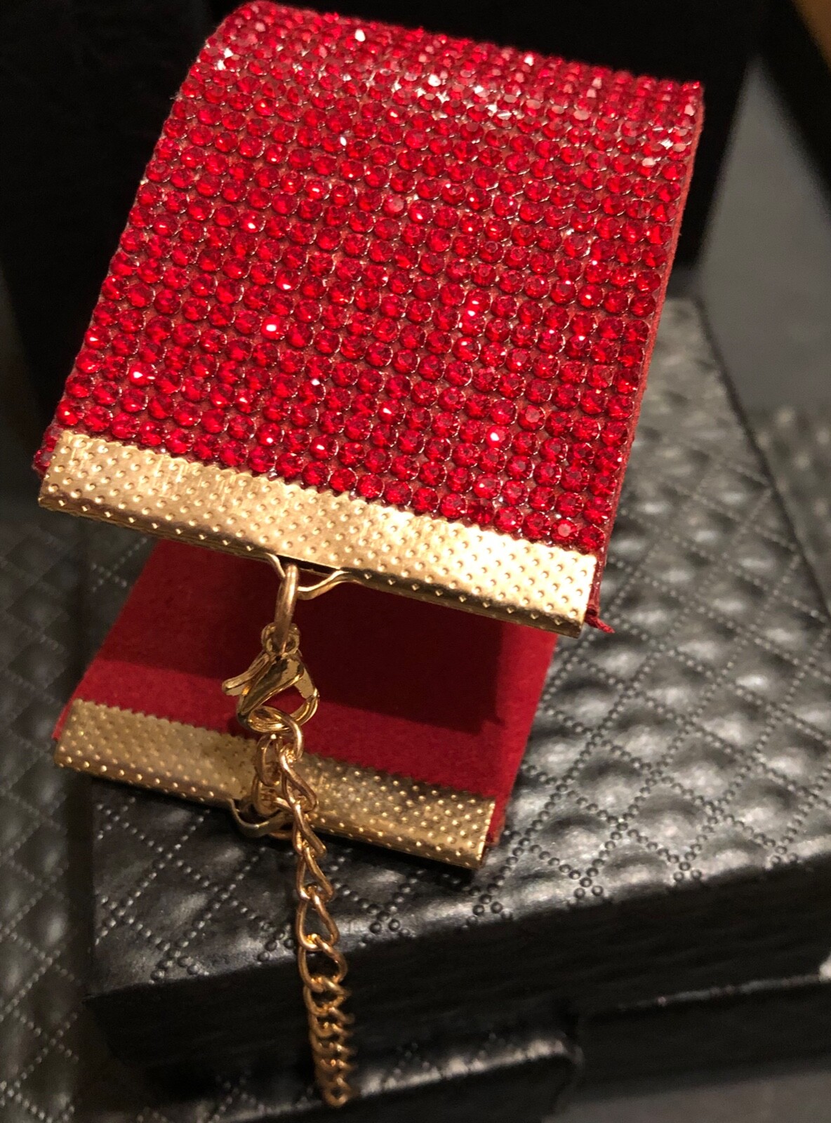 Alcantara Leather Wide Bling Swarovski Elements Wide Red Cuff Bracelet 6” + 2.5″