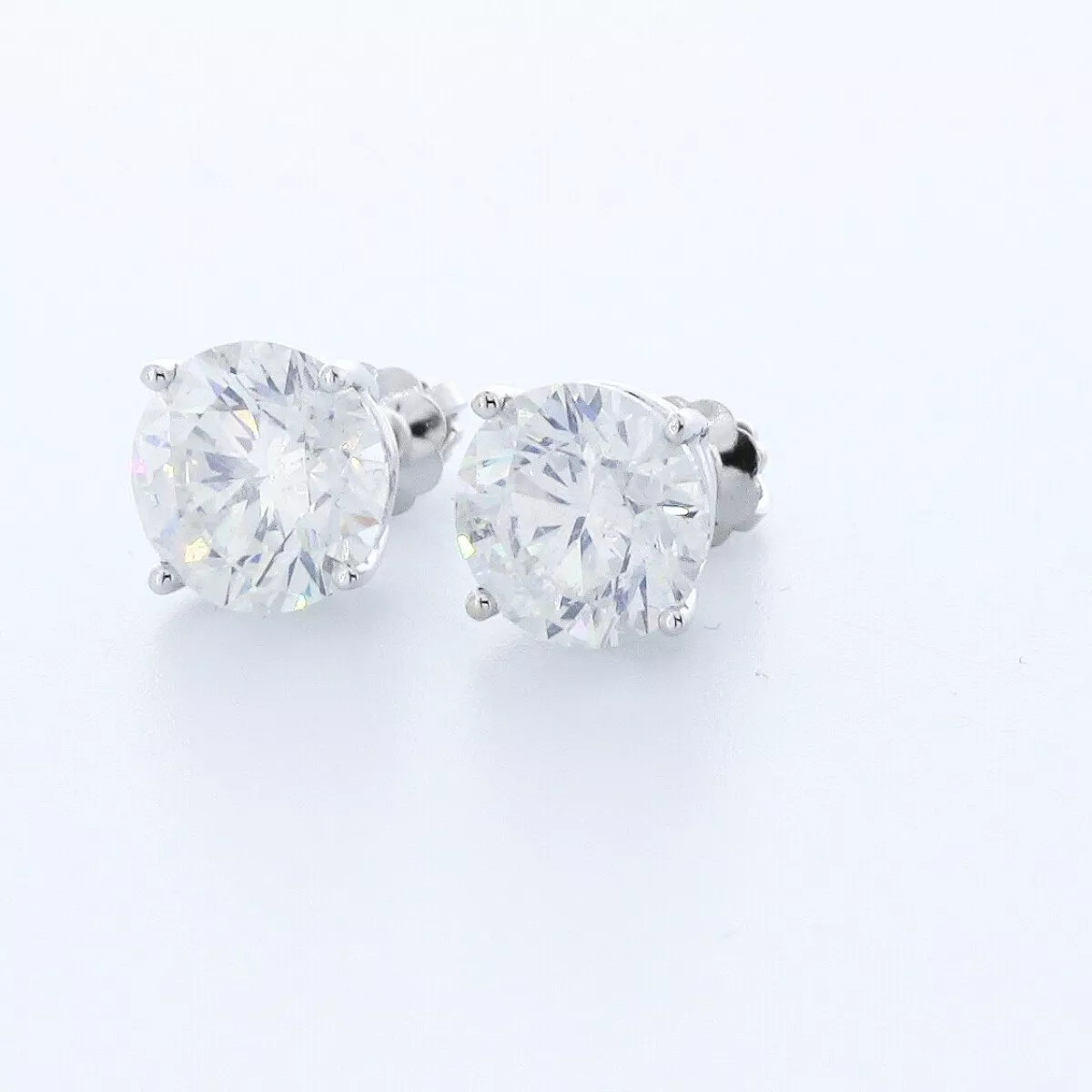 Solid 14K White Gold Stud Earrings Classic 5.51 CT Round Natural Diamond H SI2
