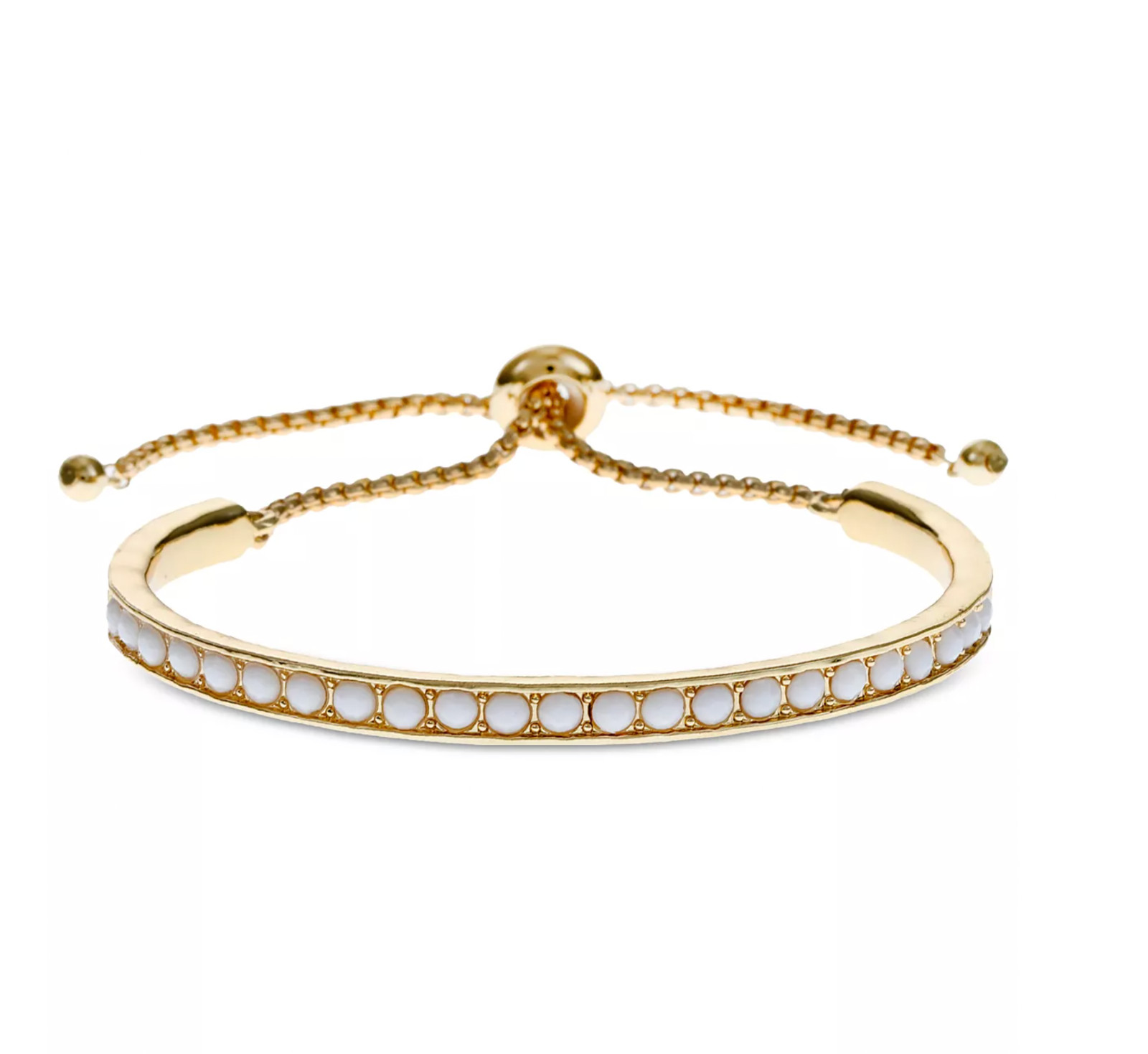 STYLE & CO IMITATION PEARL GOLD-TONE BEADED SLIDER BANGLE BRACELET NWT