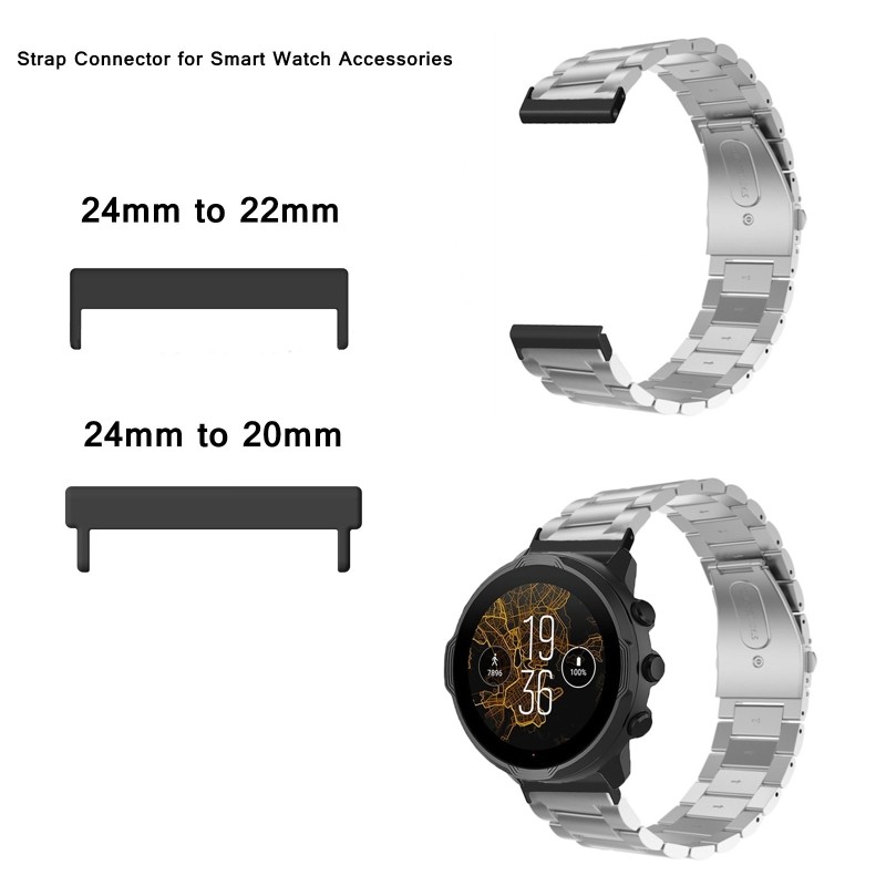 1 Pair 24mm to 22mm/20mm Replacement Connector for Suunto7/9/D5i Wristband