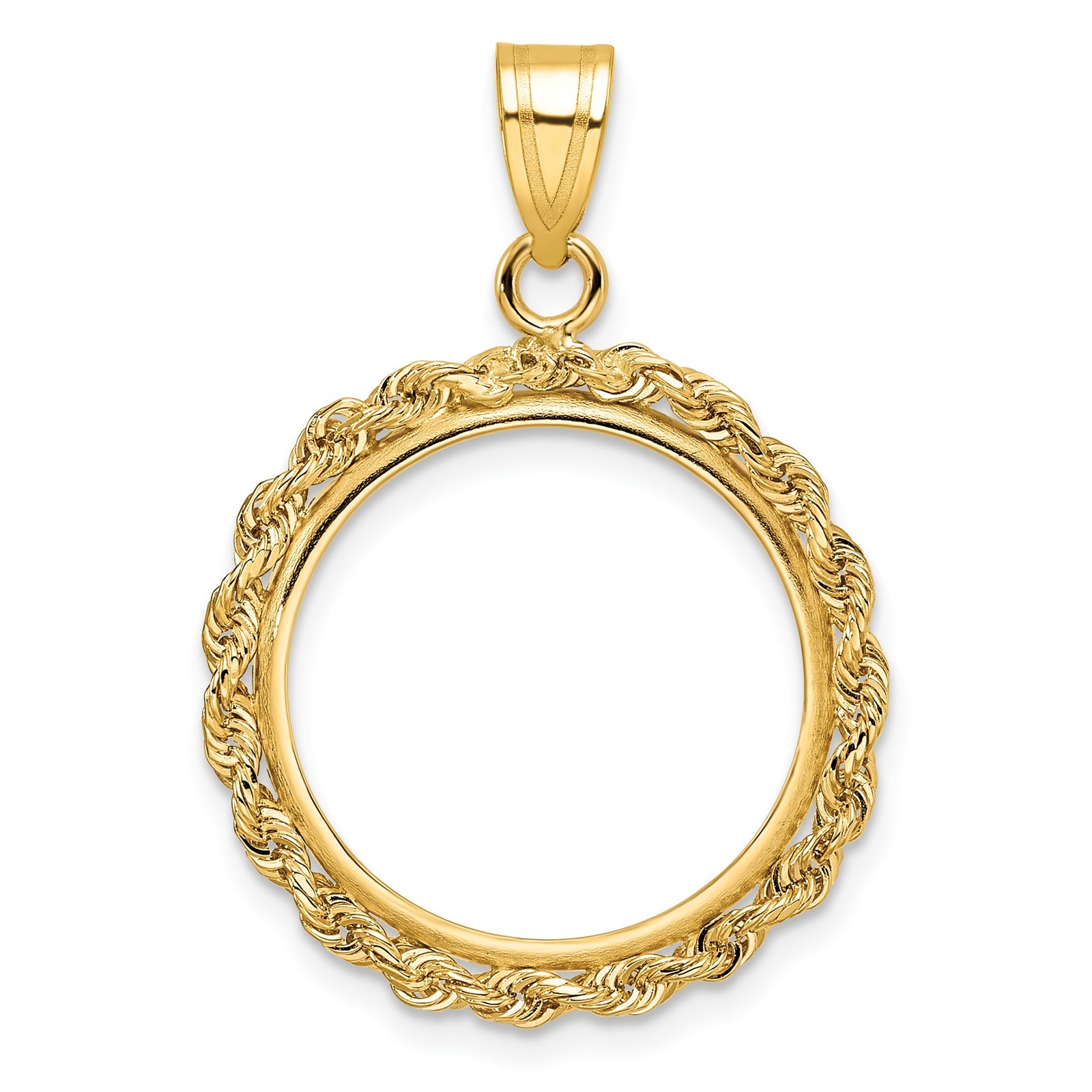 $2.50 Indian Head Quarter Eagle Coin Bezel 18mm Rope Prong 14k Yellow Gold