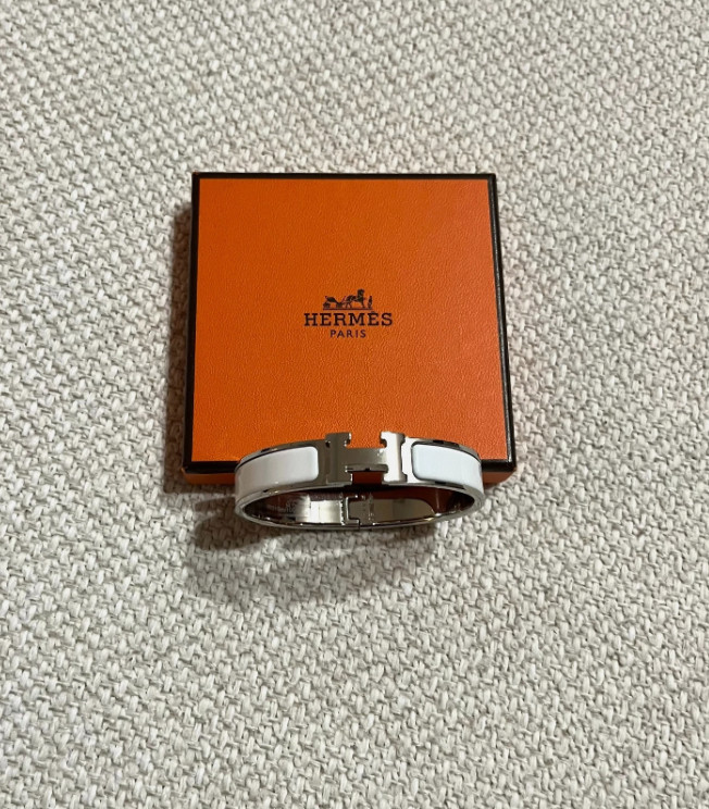 Hermès H Bangle Clic Clac GM ST-0187_Silver x White