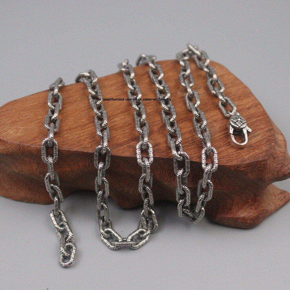 Pure S925 Sterling Silver Chain Men 5mm Square O Link Necklace 34-35g 21.6inch