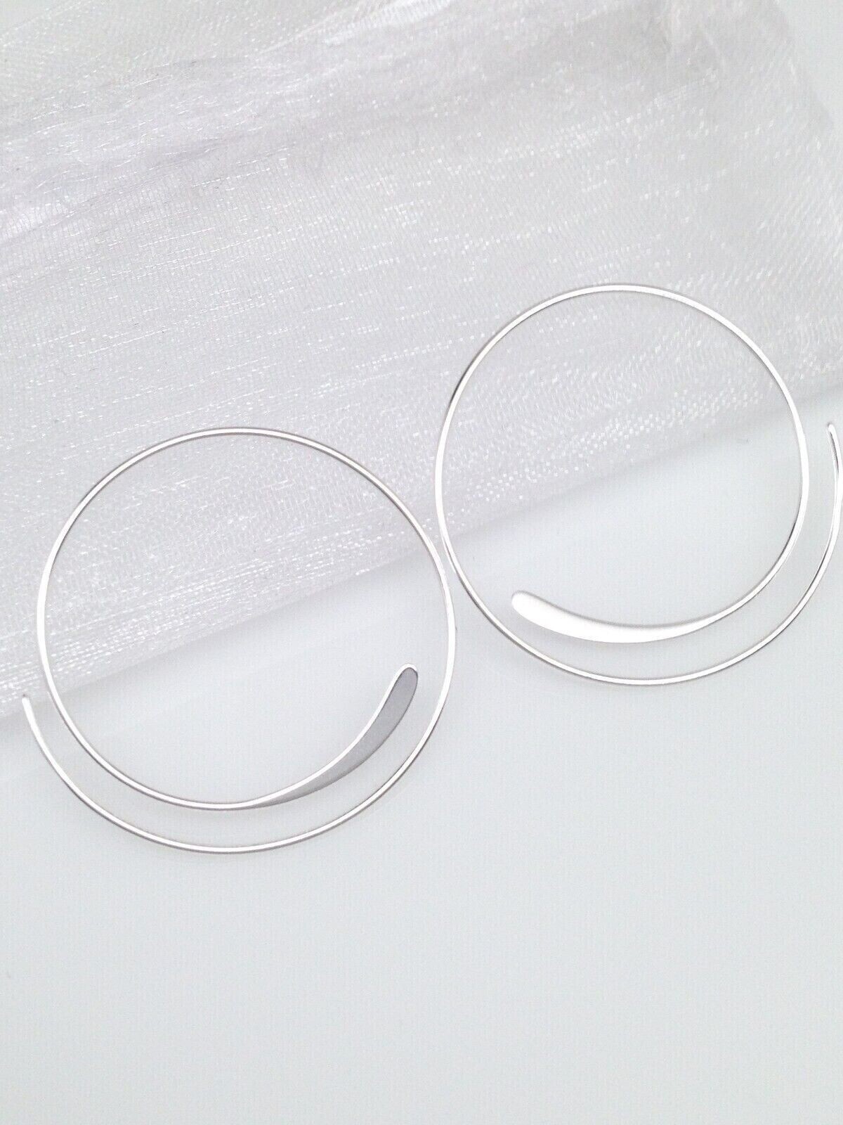 925 Sterling Silver Swirl Spiral Threader Hoop Earrings Thin Wire 30mm(1.18″)