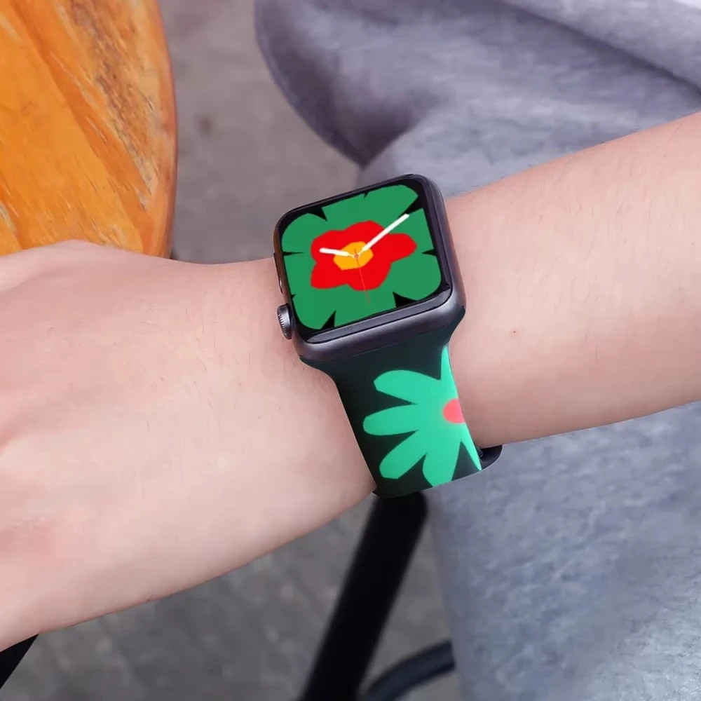 Printed Silicone Smartwatch Band for Watch 38-49mm Series Ultra 9 SE Bracelet