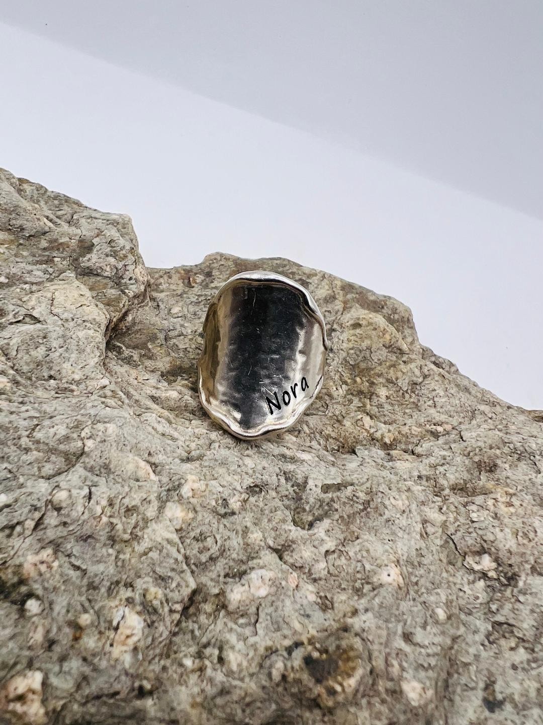 925 Silver PZ PAZ Israel Nora Hammered Saddle Cigar Band Ring Size 9