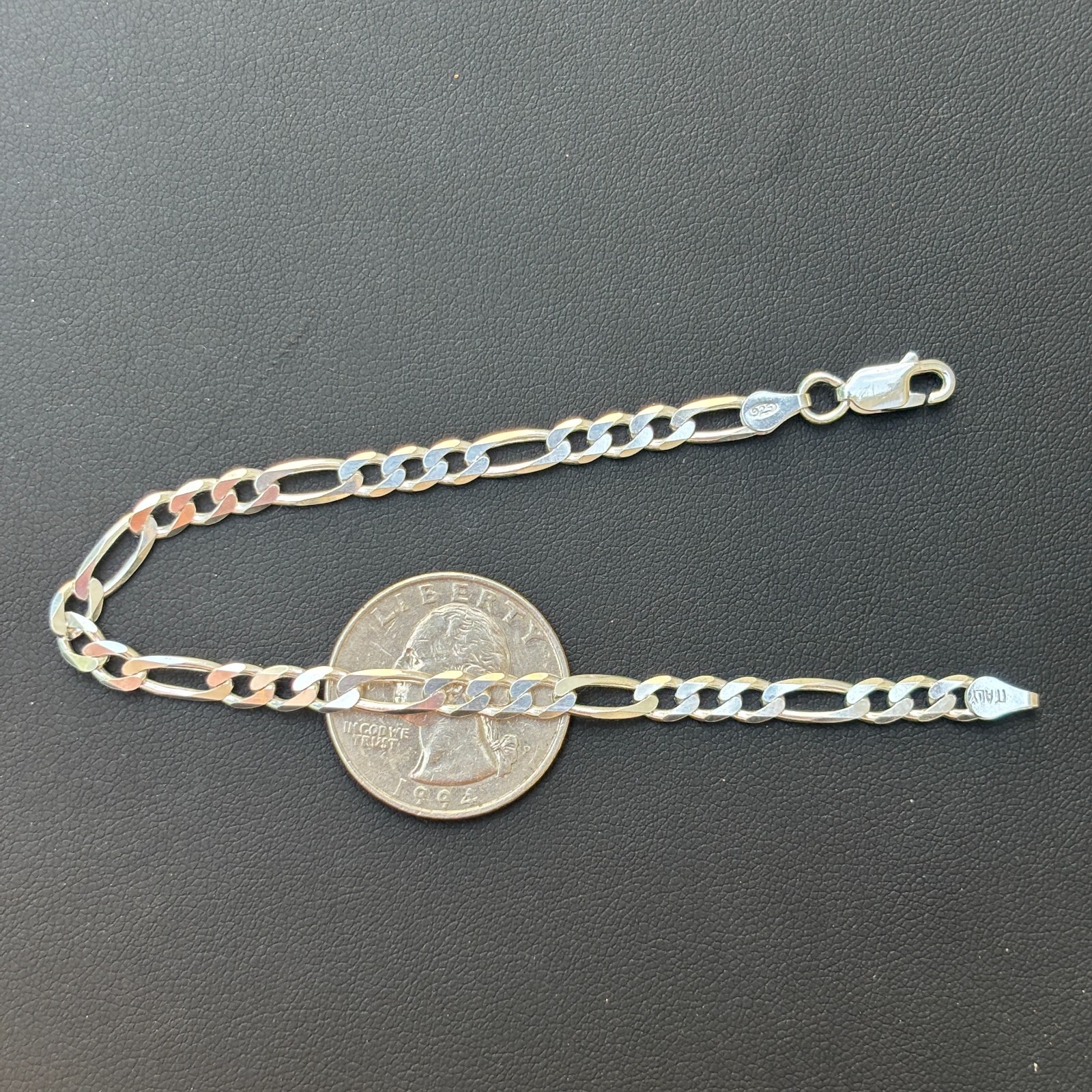 5mm Figaro Bracelet Link – Real Solid 925 Sterling Silver Or 14k Gold Vermeil