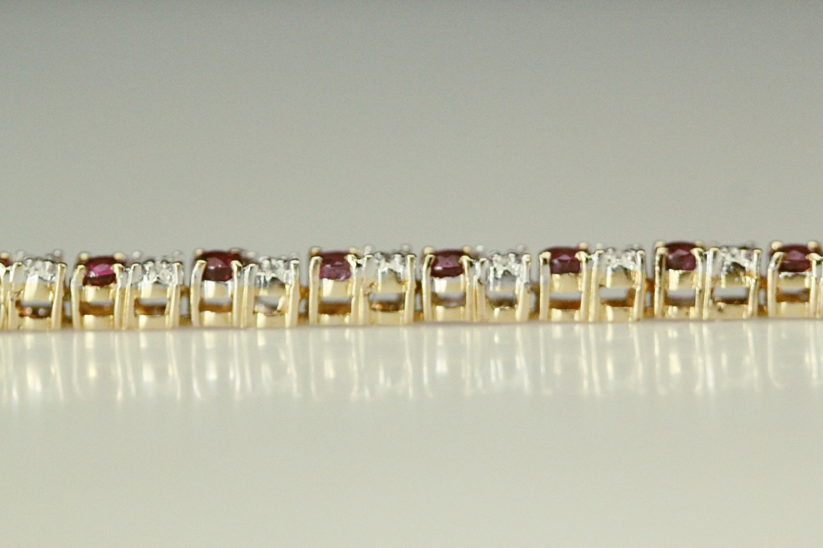 14K Yellow Gold Round Ruby & Diamond 7.5″ Tennis Bracelet 8.8 Grams (BR5028)