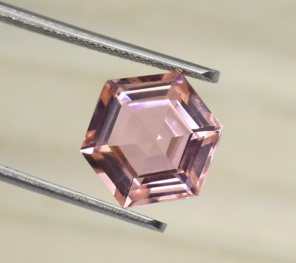 Peach Morganite Hexagon Shape Loose Gemstone 8 mm 10 mm 12 mm 15 mm 20 mm