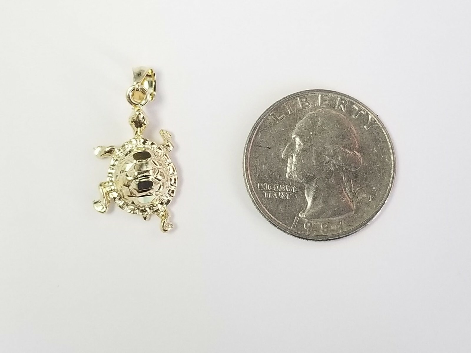 1OK Gold Charm Pendant Turtle Walking Ocean Life Small Tiny Vacation WomenMen 3D