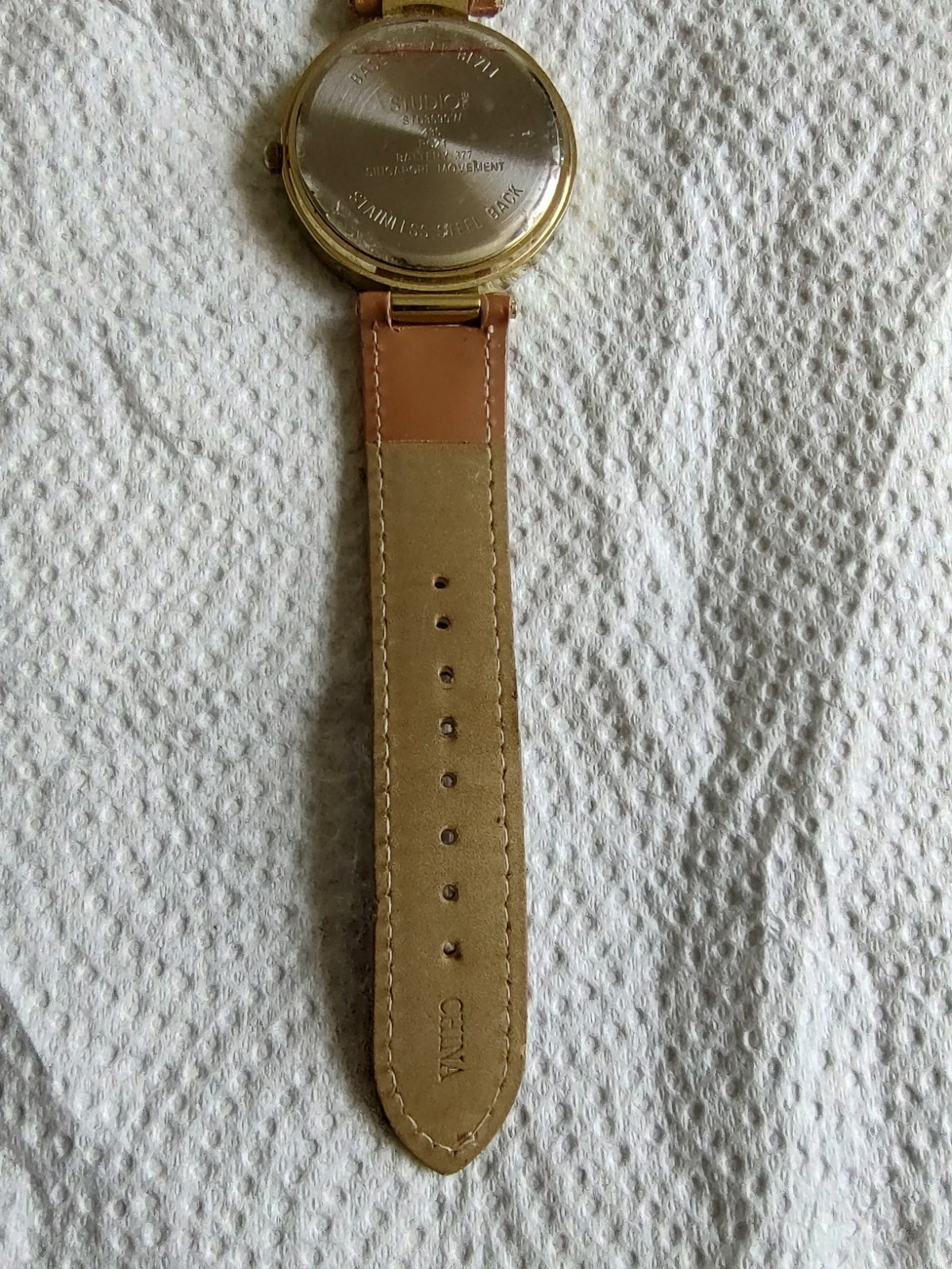 Studio Time Watch Crystal Gold tone Leather Strap Girls Female watch