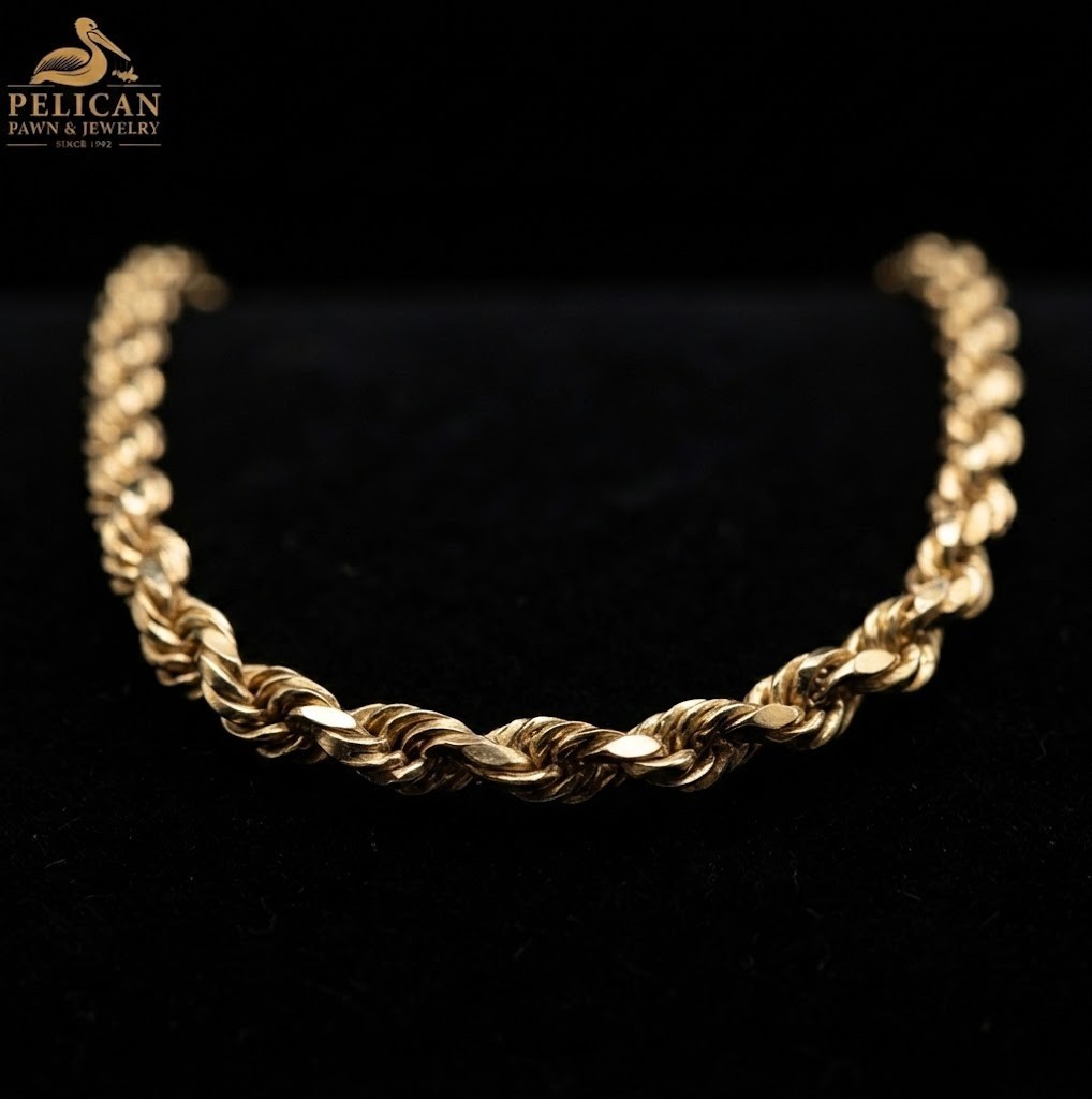 Gold Rope Chain Hollow 10K Yellow Gold 4.5MM (PSH044516)