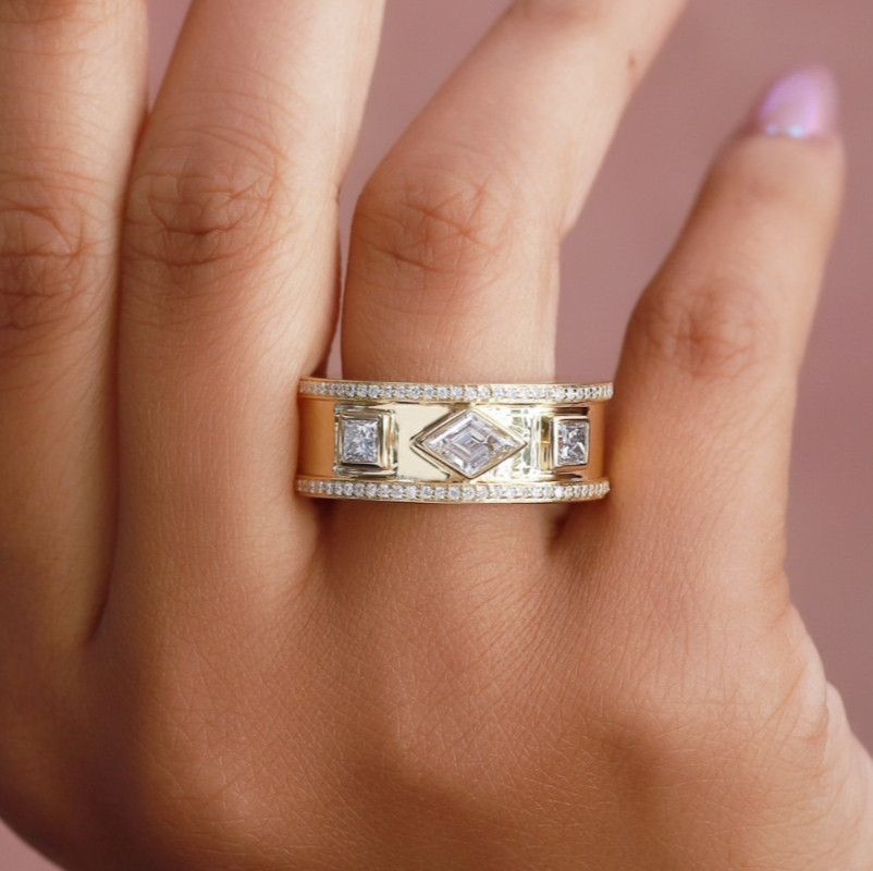 1.75 Ct Lab Grown Diamond Engagement Ring Sterling Silver Lozenge & Princess Cut