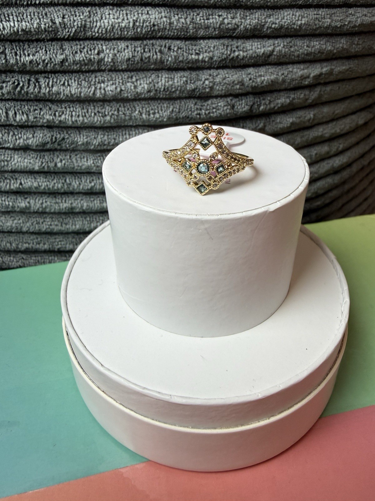 Bomb Party Ring Size 10 Lab-Created Paraiba Tourmaline Gold RG39113