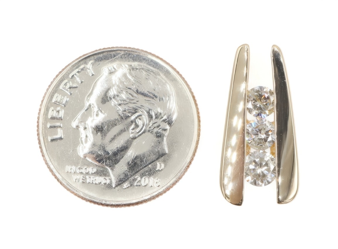 Ladder-Style 14KT Yellow Gold 3-Stone 1/2 TW Round Diamond 17.4mm Slide Pendant