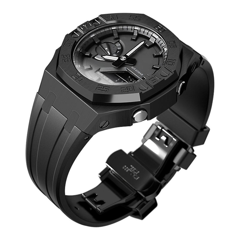 Premium Stainless Steel Case + Silicone Strap AP Mod Kit Set for G-Shock GA-2100