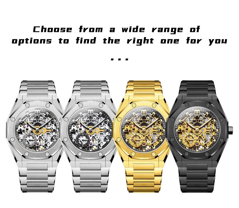 OLEVS 6669 Classic Multi-functiom Rhinestone Hollow Out Gents Mechanical Watch