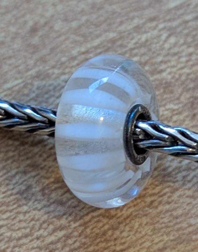 Authentic Retired TrollBeads White Stripes Bead