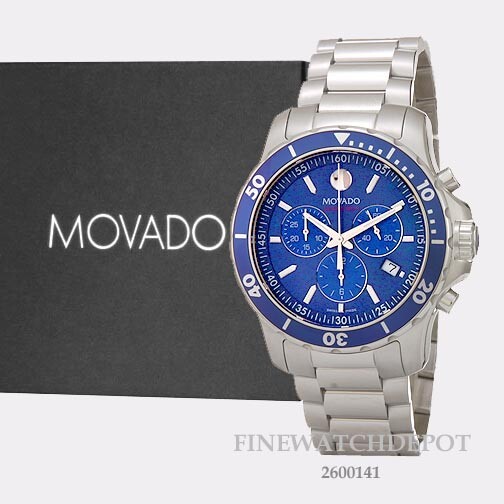 Authentic Movado Men 800 Series Chronograph Blue Dial Watch 2600141