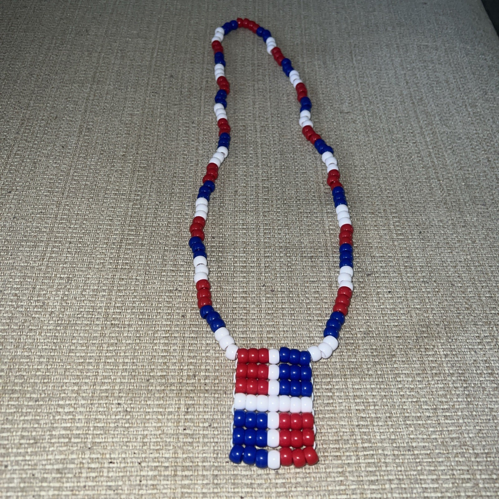 Dominican Republic Beaded Necklace Handmade. Light blue