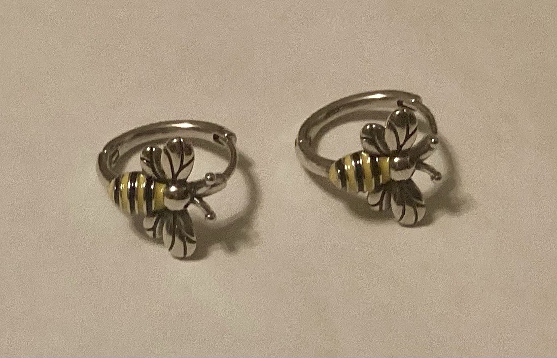 Yellow & Black Bee Huggie Hoop Earrings 3/4”
