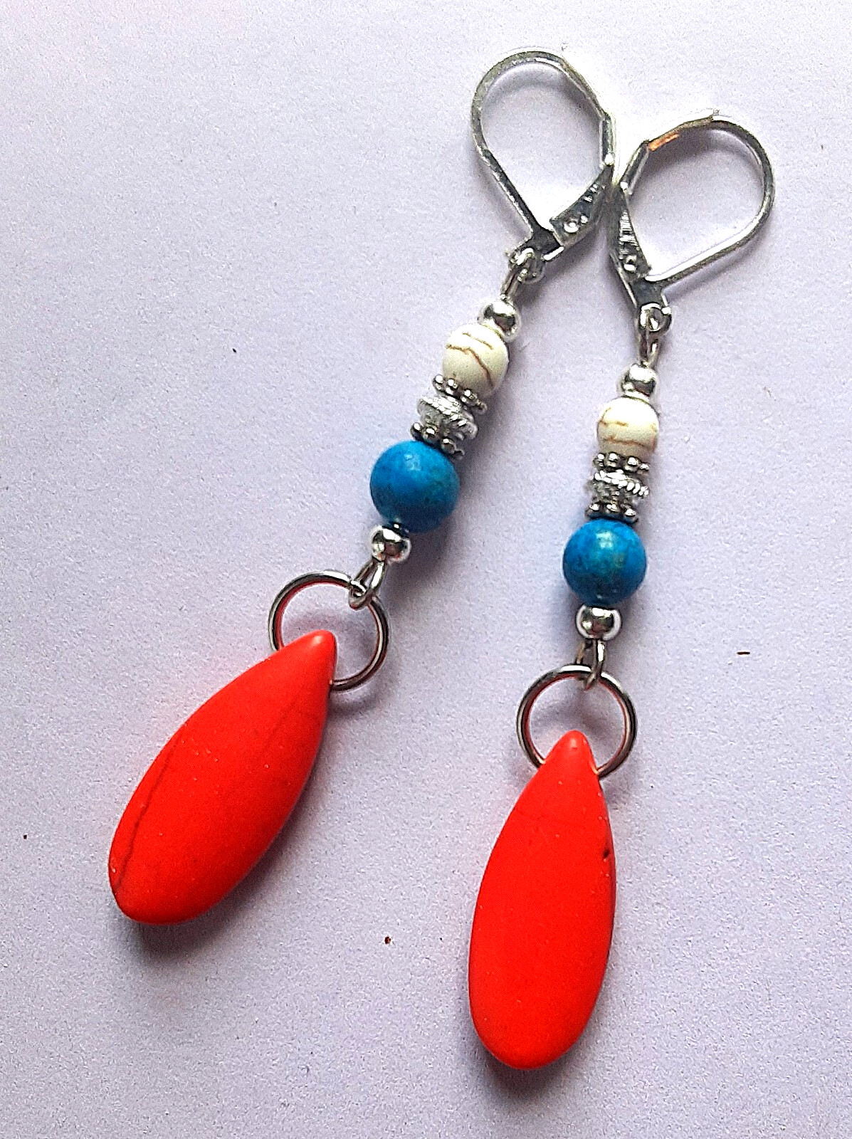 RED ORANGE TURQUOISE White Blue dangle SP LEVER BACK handcrafted XGET