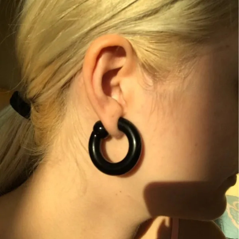 1 Pair Acrylic Captive Bead Rings Black CBR Large Septum Ring Ear Gauges Jewelry