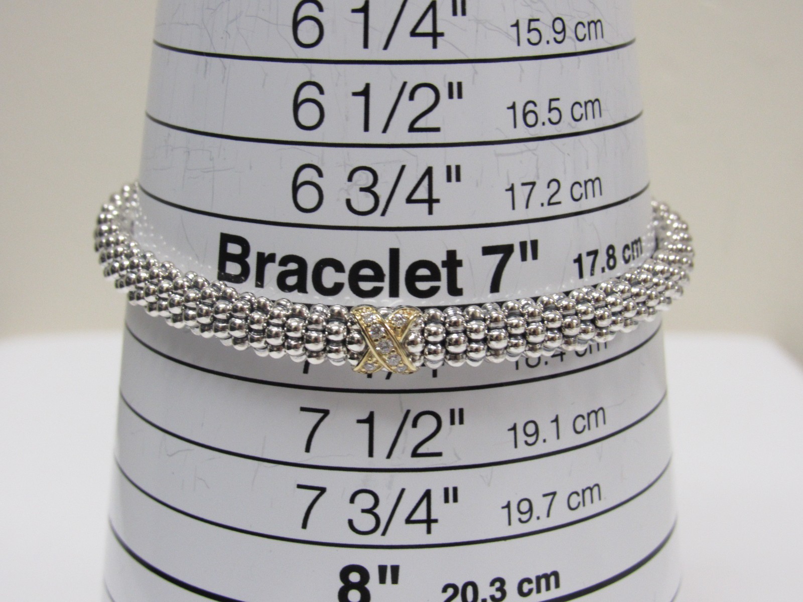 Designer LAGOS Sterling Silver 18K Diamond Pave’ Embrace Caviar Beaded Bracelet