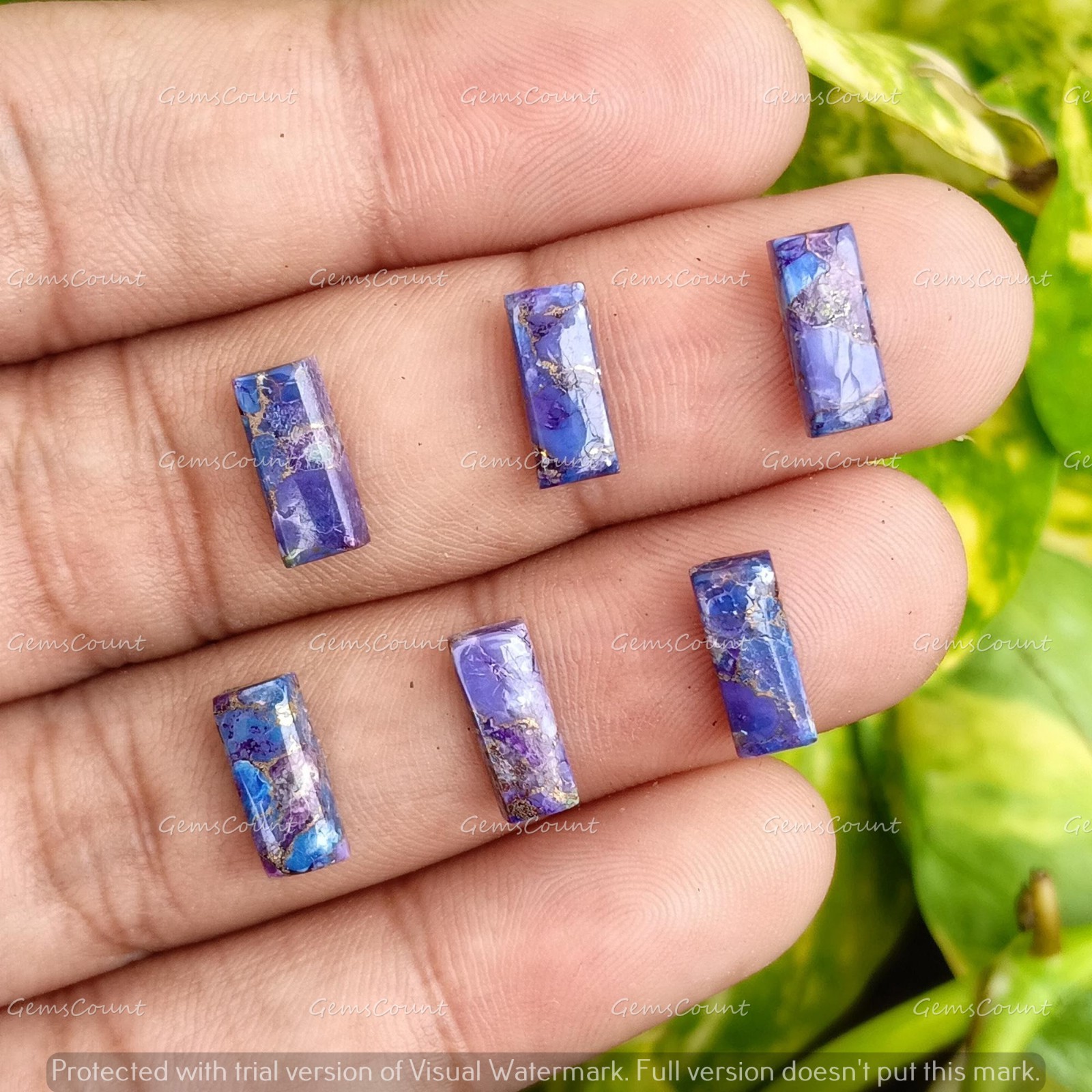 Natural Purple Copper Turquoise Rectangle Cabochon Gemstone 5x10mm-15x30mm