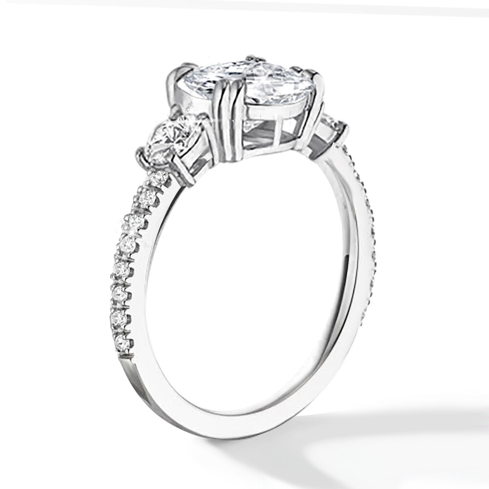 White Gold Plated 3 Stone CZ Pave Band Meghan Markle’s Royal Engagement Ring