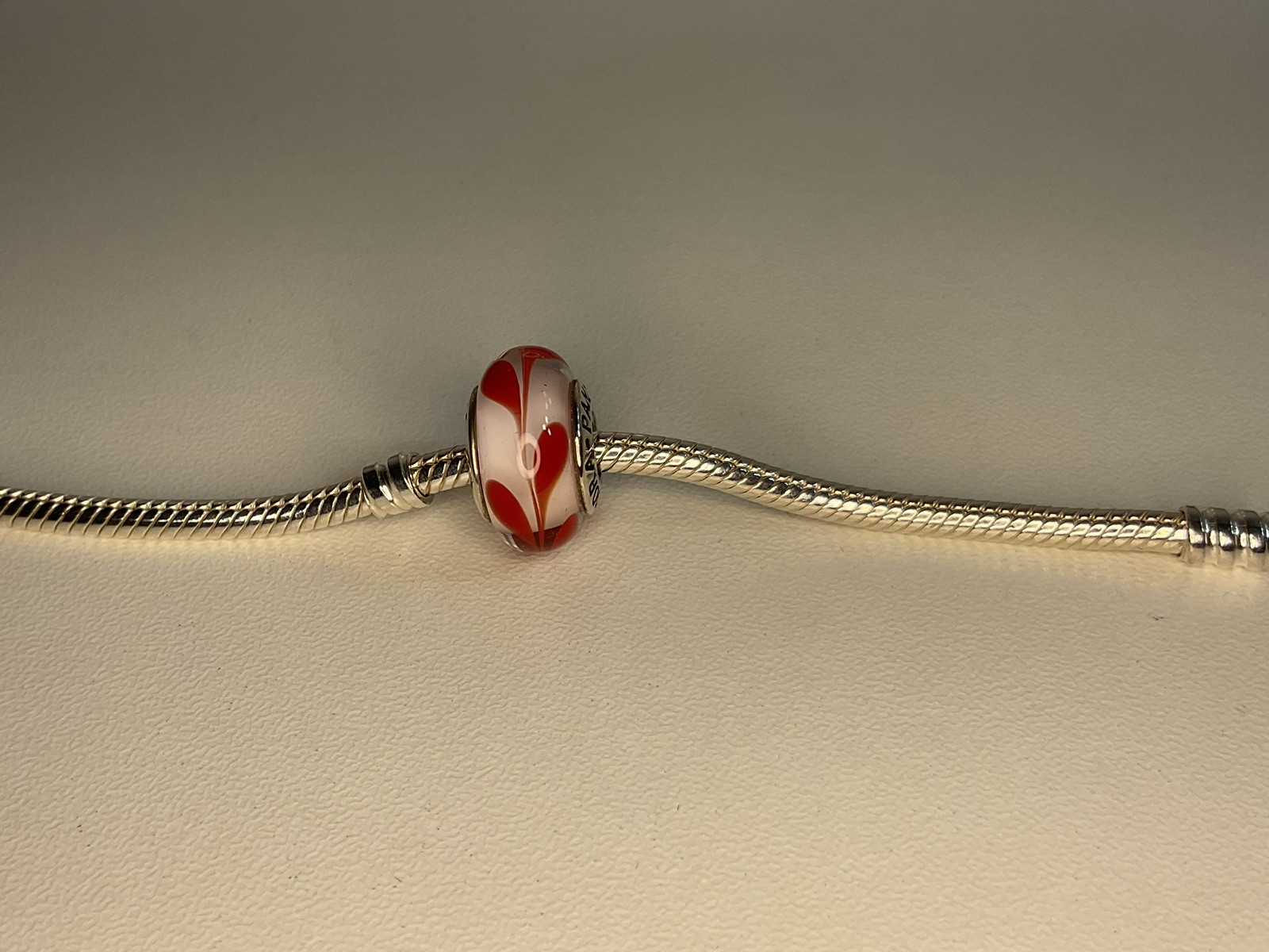 Pandora Murano Red And White Swirl Charm Retired