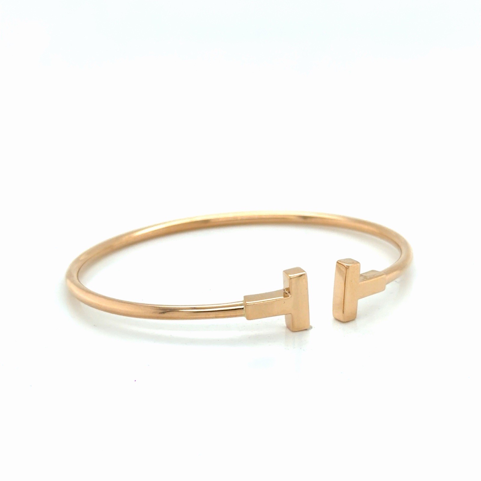 Tiffany & Co. T Wire Bracelet 18k Rose Gold Size Medium 6.25 in