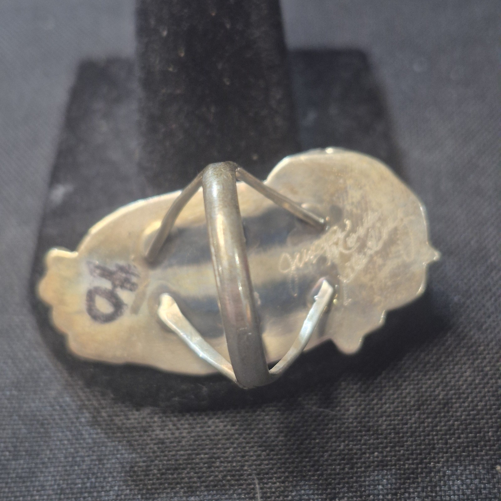 Turquiose And Sterling Native American Ring Signed Justin Morris Size8 10.35 G