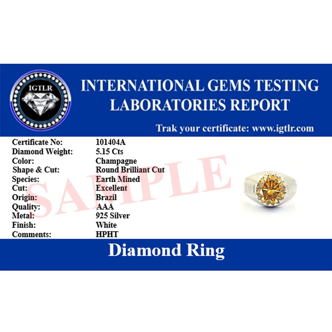 RARE 9.40 Ct Certified Treated Champagne Diamond Ring 925 Silver Prong Setting