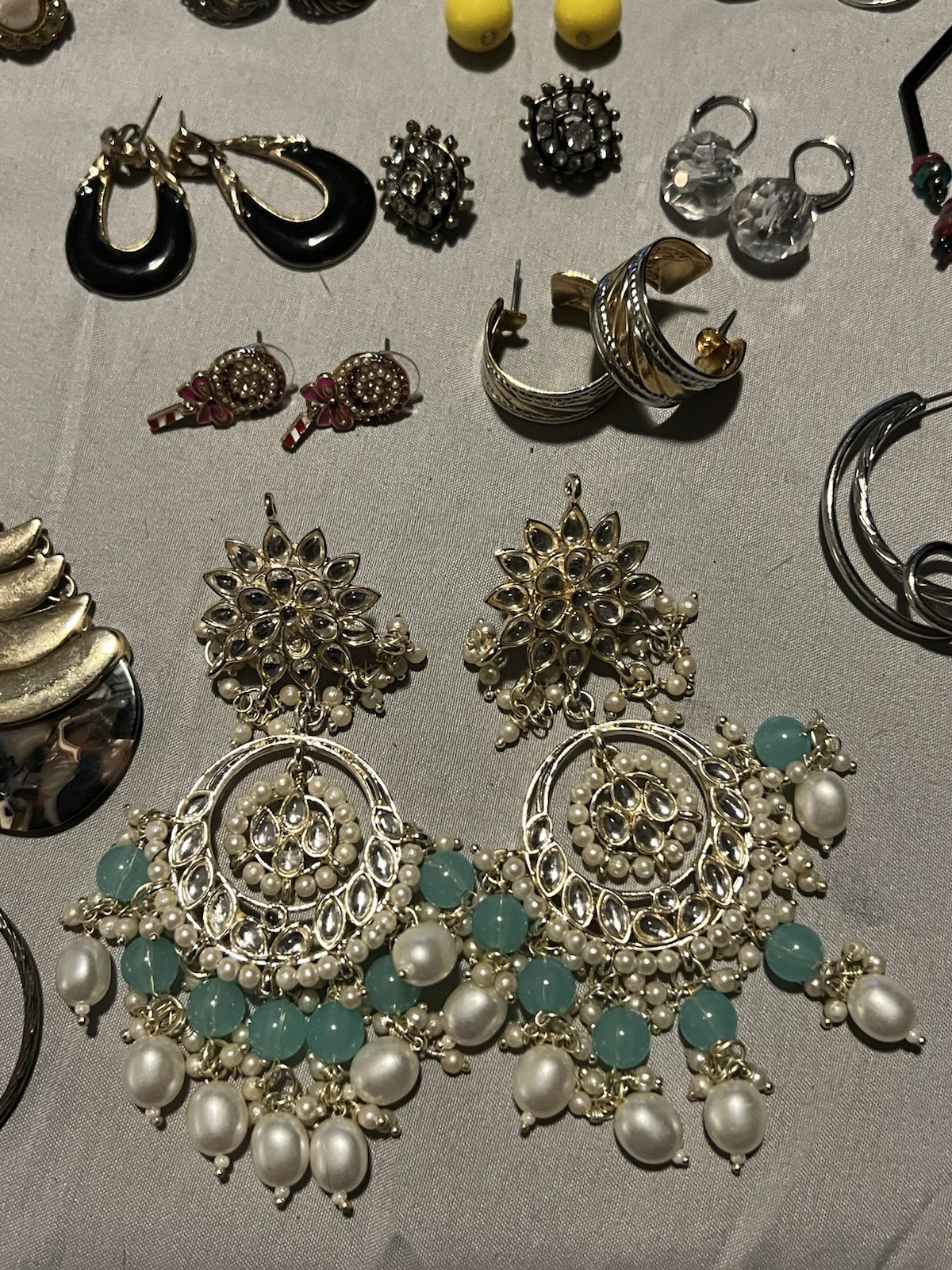 Earring and Ring Lot 1LB 3.6OZ 69 Items New And Used