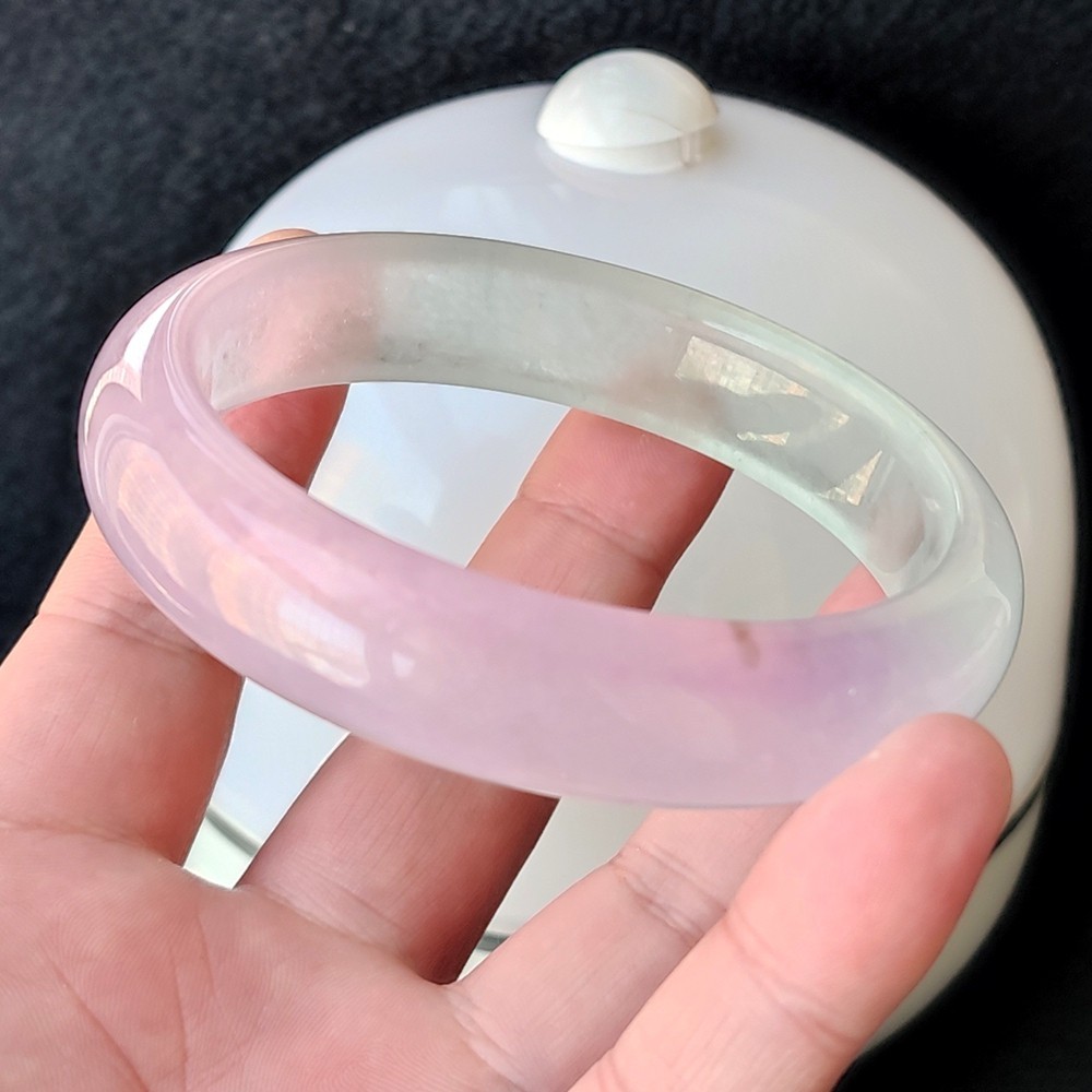 Certified Ice Lavender 65-66mm Natural Burma Jade jadeite Big Bangle Bracelet