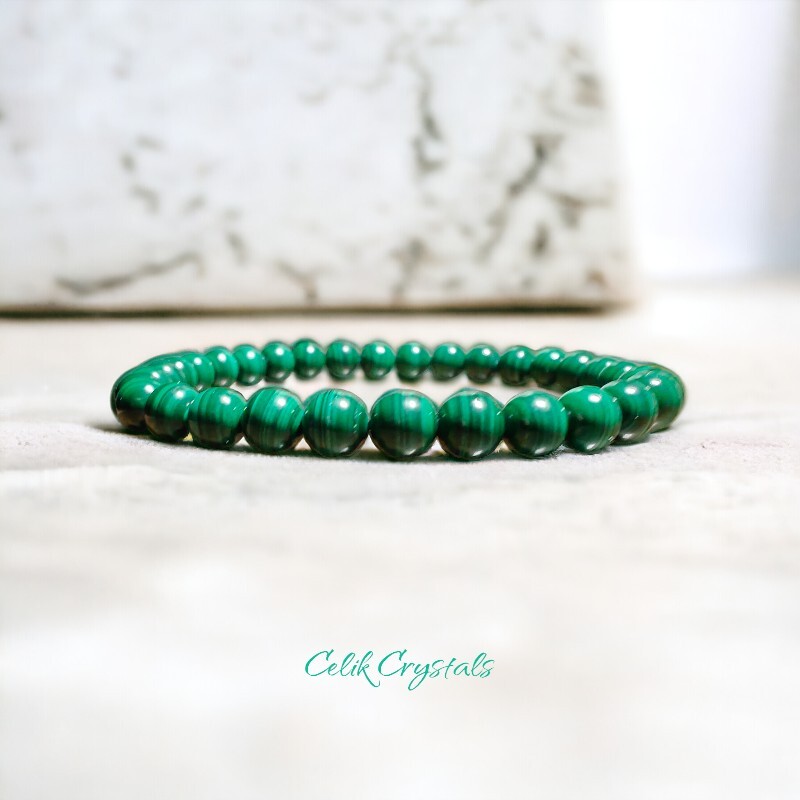 Malachite Bracelet Rare Natural Stones 6mm Women Or Men Healing Bracelet