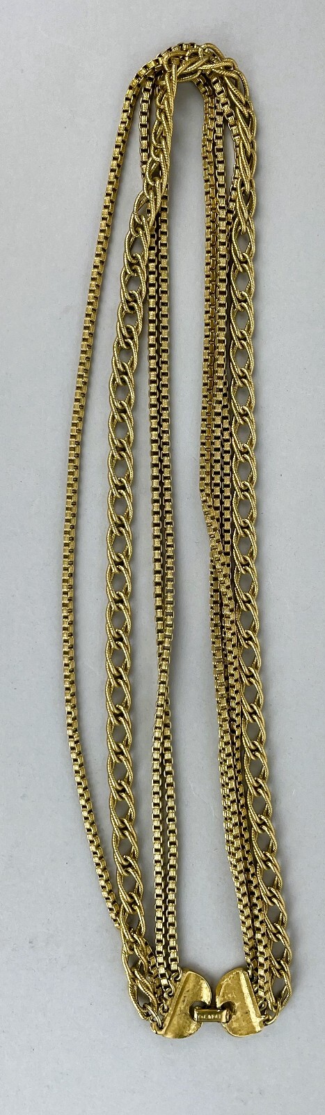 Vintage 1970’s Vintage Monet Gold Tone Multistrand Chain Necklace Layered 22″