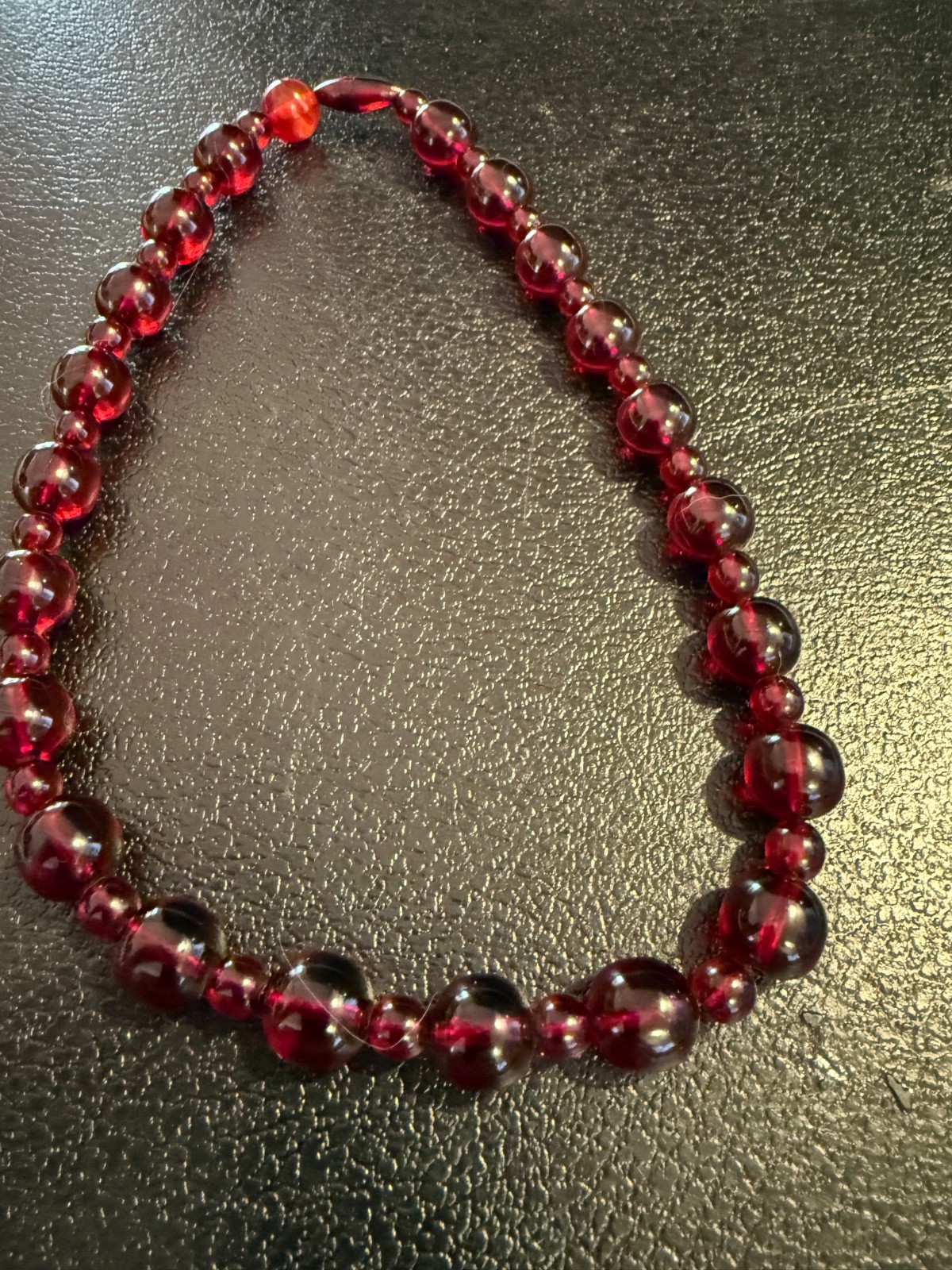 24 Inch long Vintage Graduating large bead Amber Necklace w matching clasp