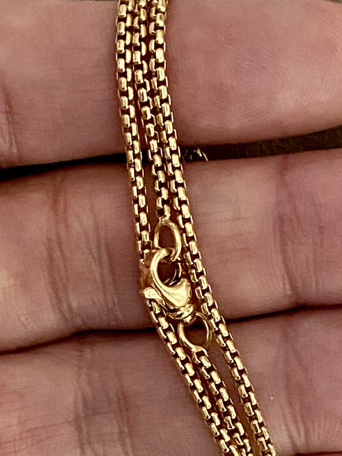 David Yurman 18k Yellow Gold Box Chain Necklace 1.7mm 16 17 18” Adjustable