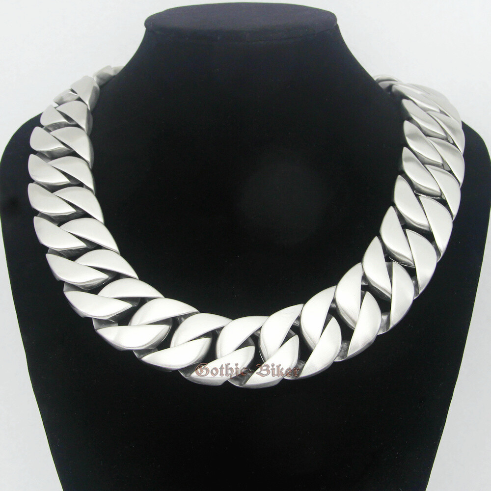 Super Heavy 31mm Wide Men Brushed Cuban Curb Chain 316L Stainless Steel Bracelet