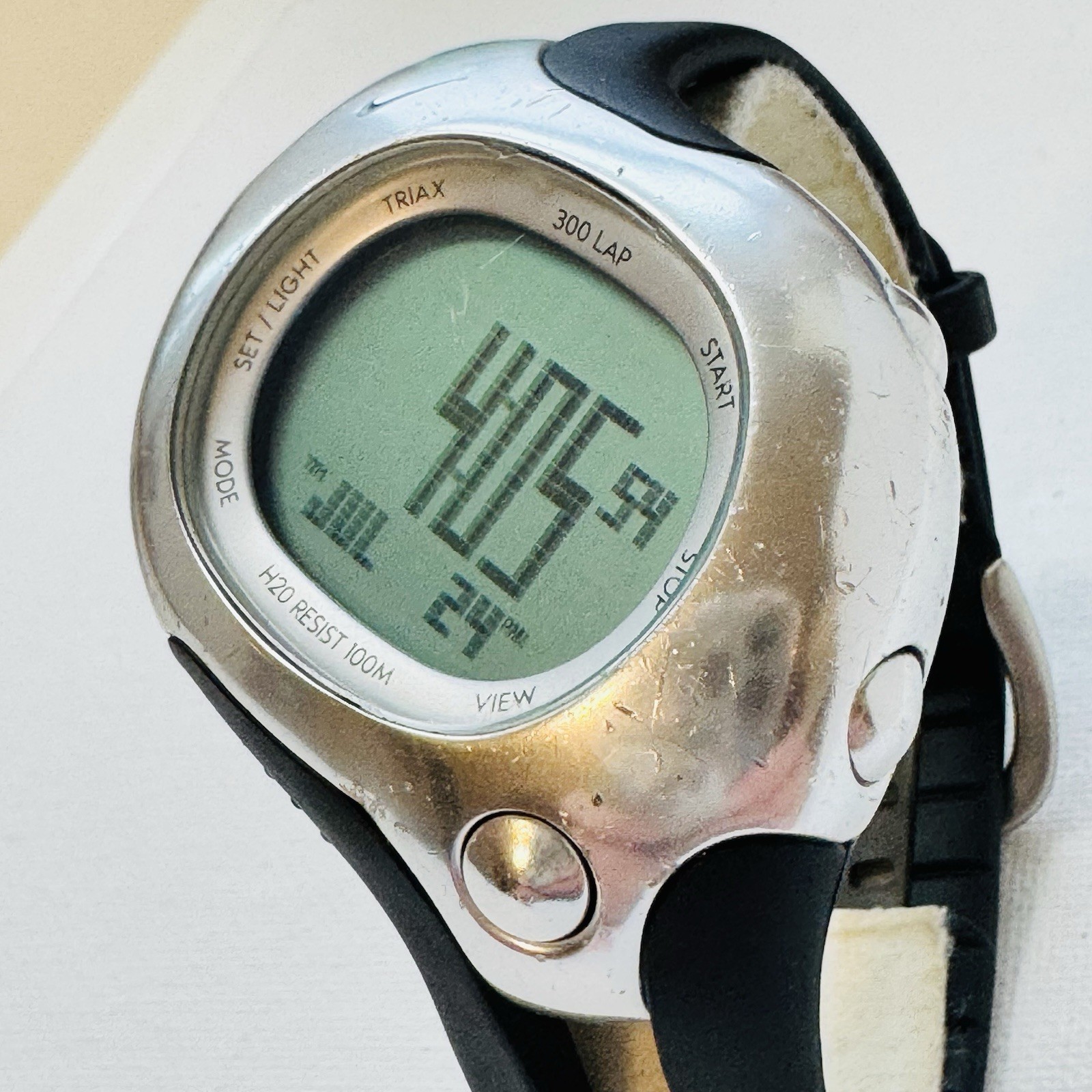 Vintage Nike Triax Speed 300 Lap Men’s Digital Watch Silver Black WR0101